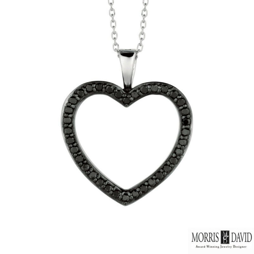 0.33 Carat Black and White Diamond Heart Necklace